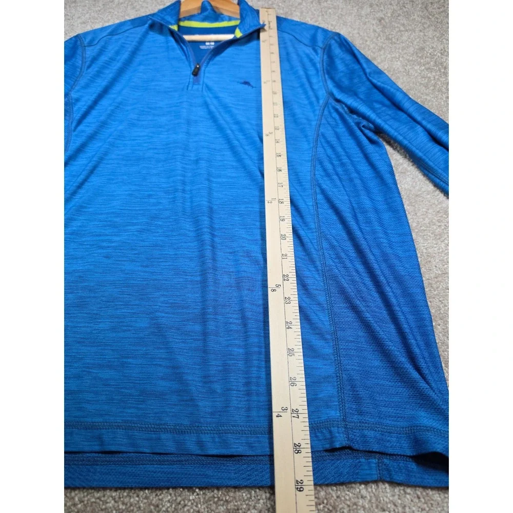 Tommy Bahama IslandZone Mens Blue Heathered Quarter Zip Pullover Shirt Medium